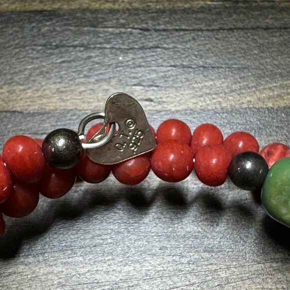 Southwestern Q.T. Coral and Turquoise SS Branch Bracelet - Picture 3 of 3